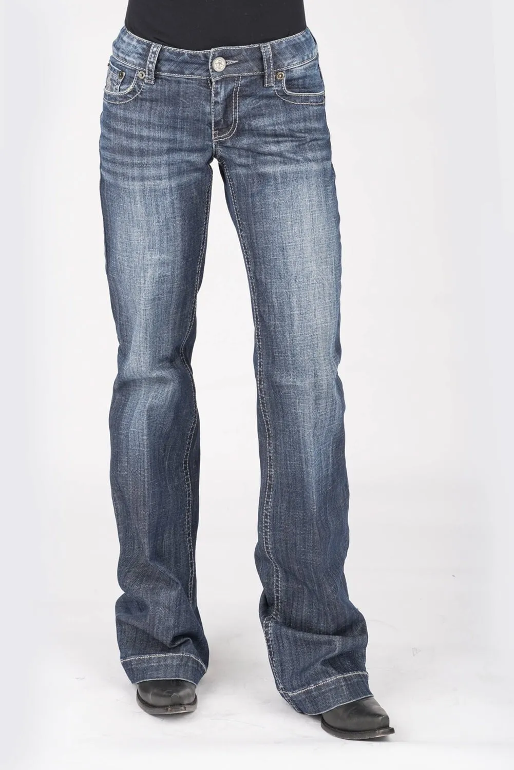 Tin Haul Womens Blue Cotton Blend Curved Piece Ella Jeans Four Way Stretch Fabric Perfect Fit Design