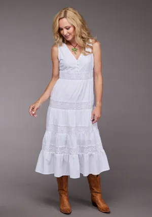 Modern Winter Warmth Loose Versatile Relaxed Style Stetson Womens 2096 Gathered Tier White 100% Cotton S/L Dress