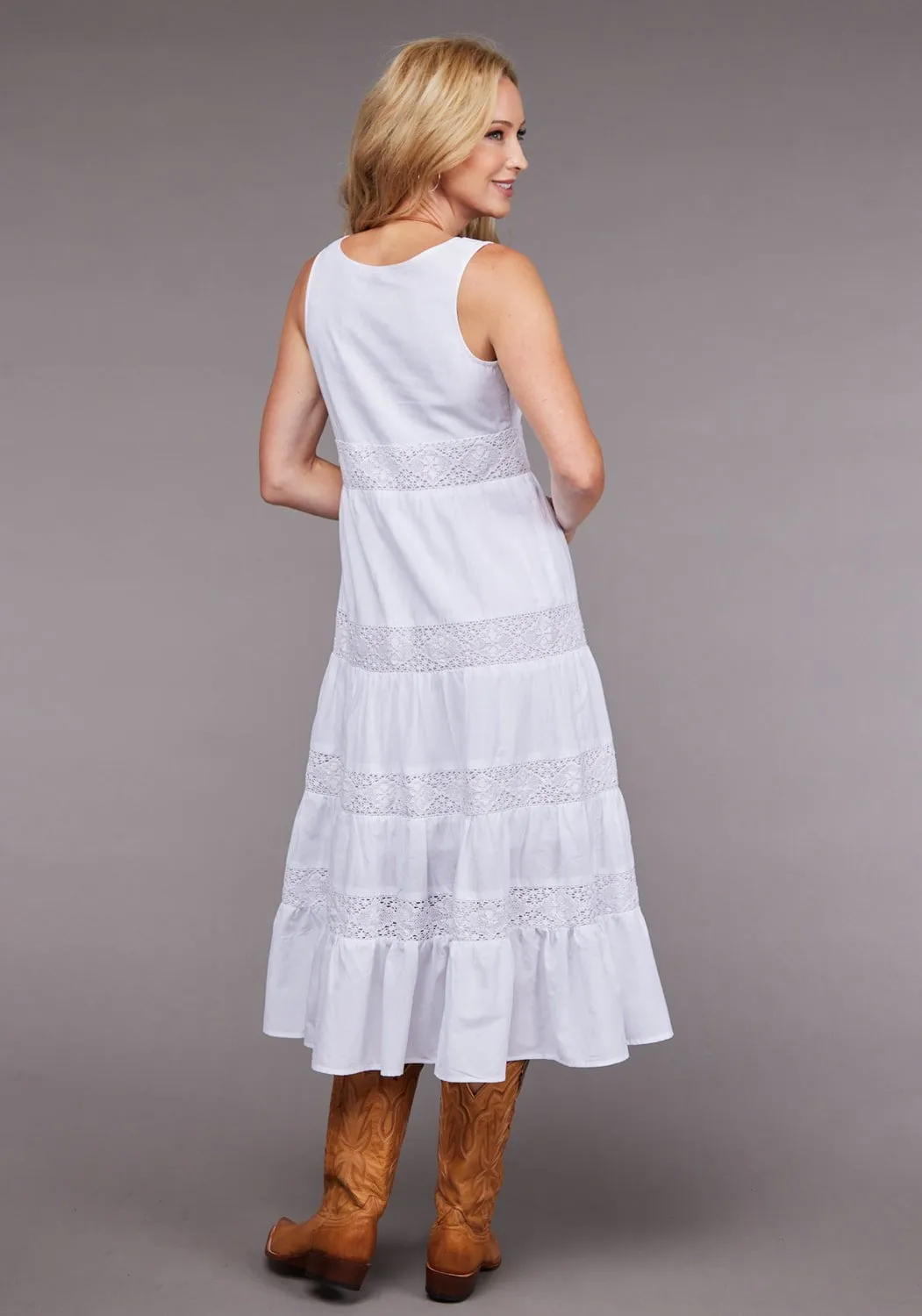 Stetson Womens 2096 Gathered Tier White 100% Cotton S/L Dress High Quality Bold Look Summer Vibes Stylish Casual