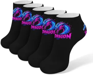 Dragon 5 Pairs Unisex Activewear Ankle Socks Lightweight Low Cut And No Show Socks