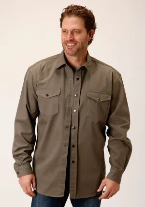 Drape Fit Roper Mens Brushed Twill Tan 100% Cotton L/S Shirt Edgy Fashion Roper Mens Brushed Twill Tan 100% Cotton L/S Shirt