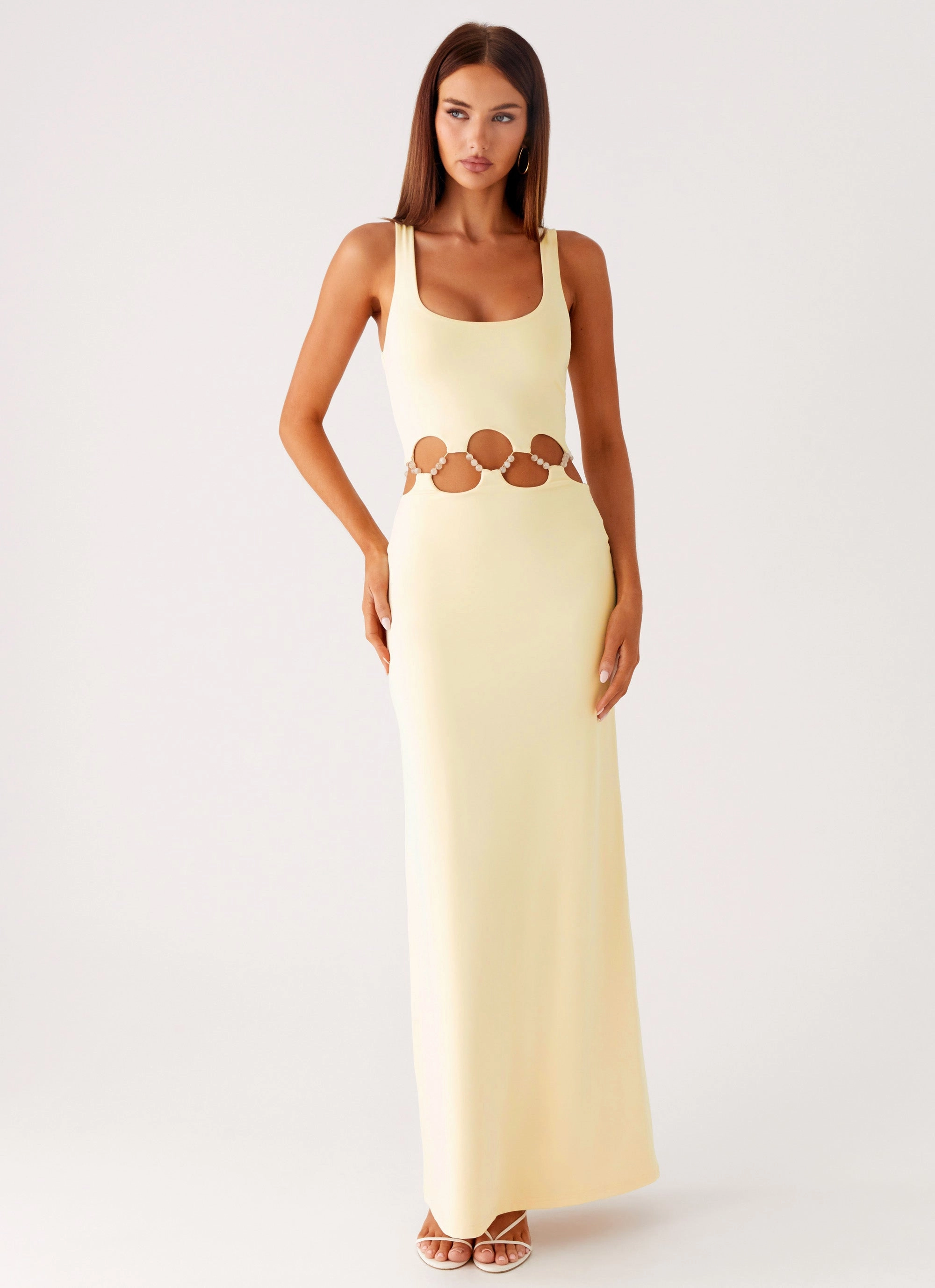 Dreamboat Beaded Maxi Dress - Yellow Crisp Detail Work Ready