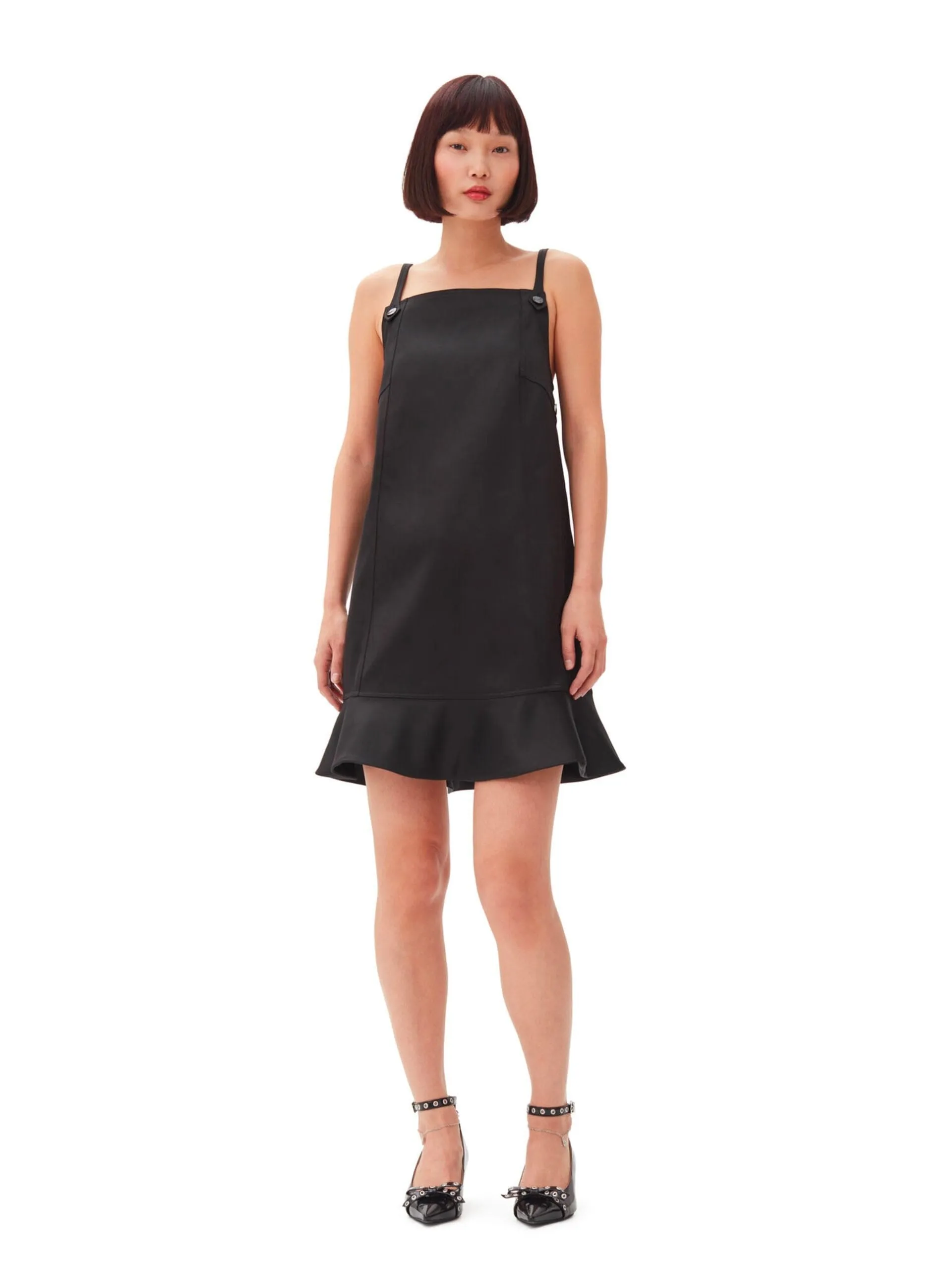 Duchesse Satin Mini Dress / Black