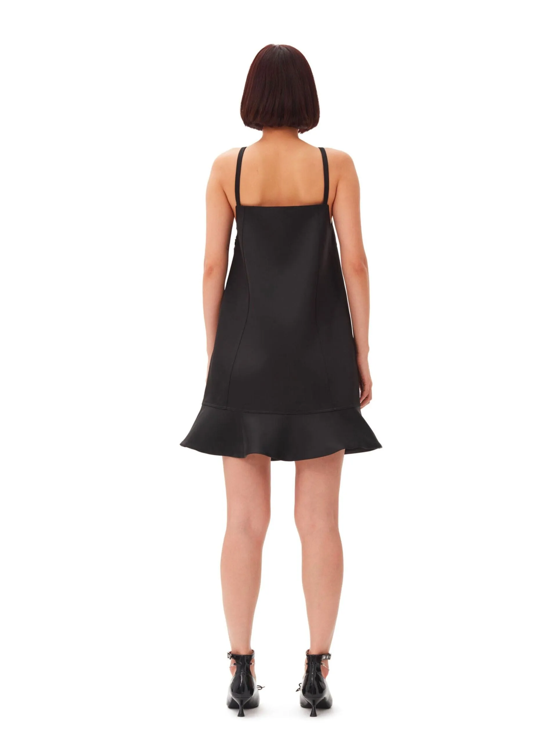 Duchesse Satin Mini Dress / Black