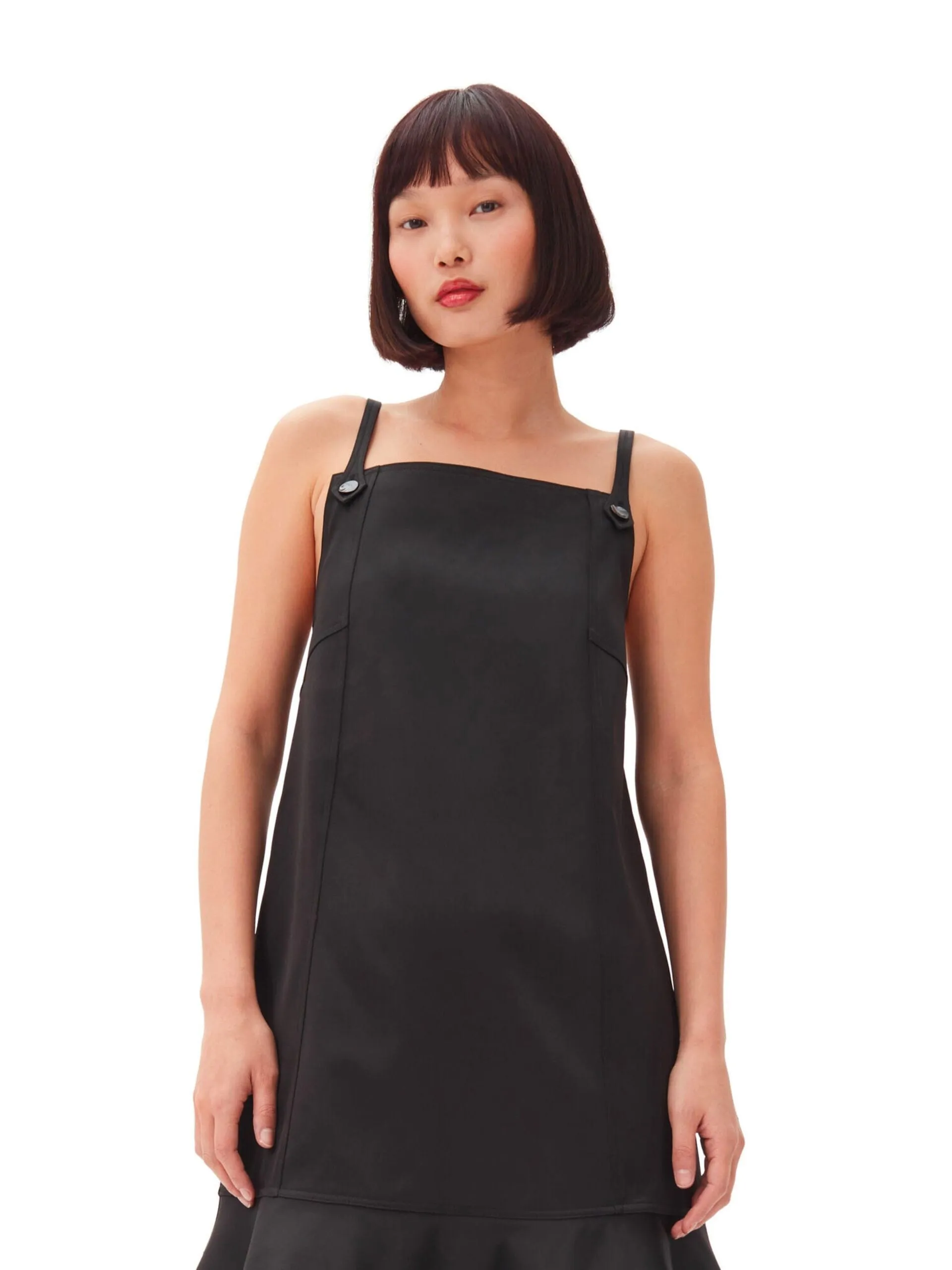 Duchesse Satin Mini Dress / Black