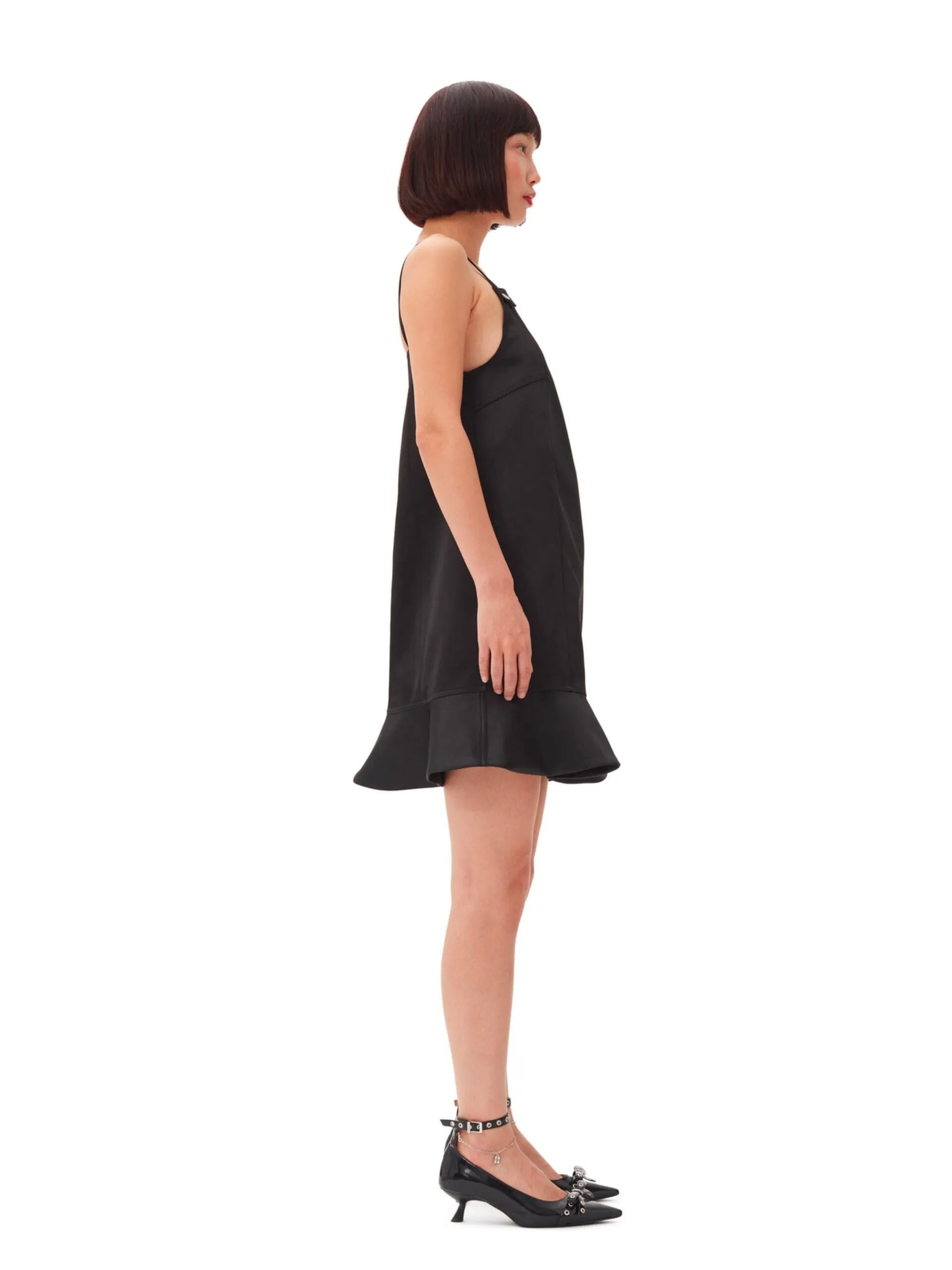 Duchesse Satin Mini Dress / Black