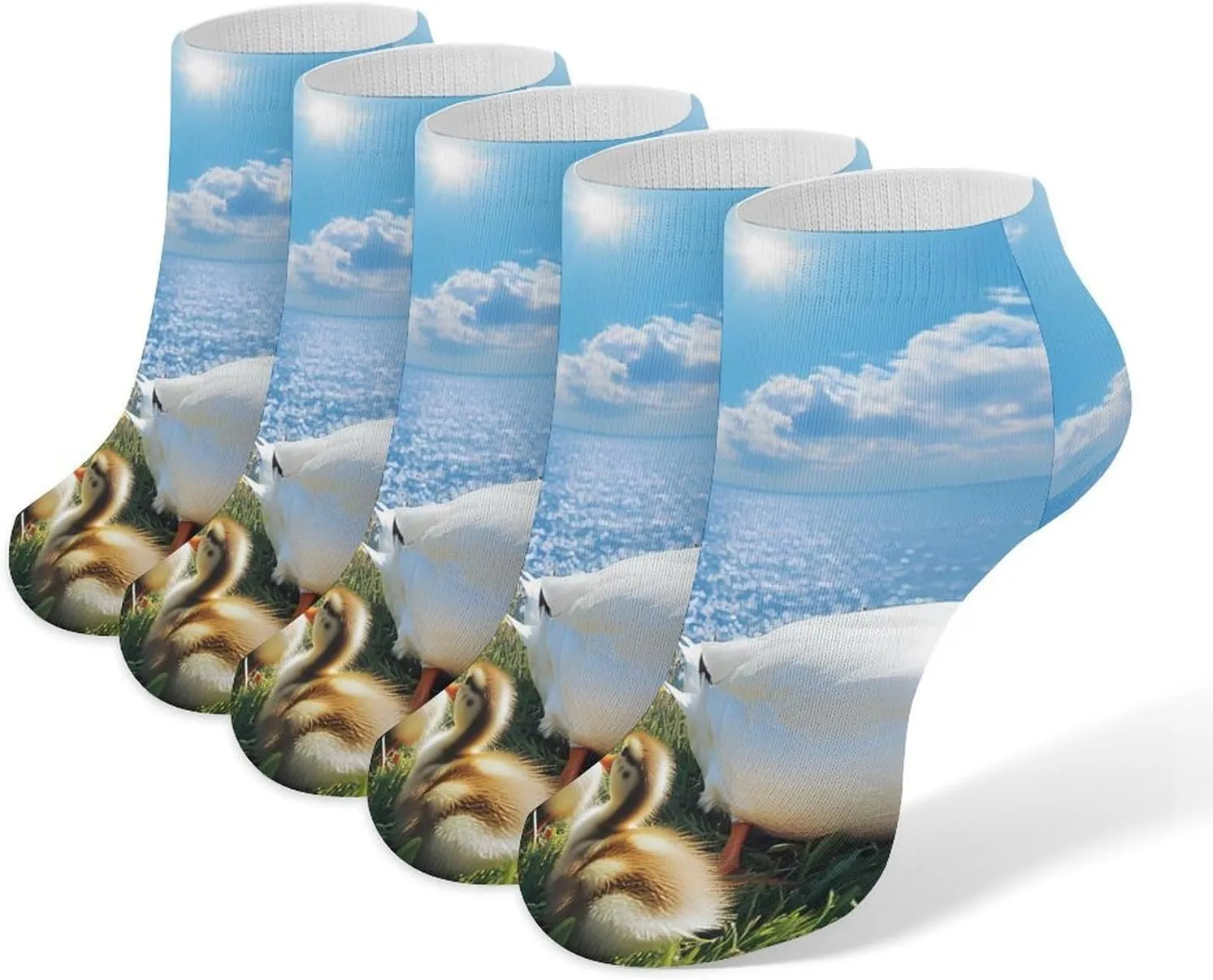 Duck Family Ocean 5 Pairs Unisex Activewear Ankle Socks Lightweight Low Cut And No Show Socks