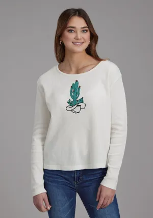 Durable Accent Roper Womens Cactus in Hat Cream Cotton Blend L/S T-Shirt Roper Womens Cactus in Hat Cream Cotton Blend L/S T-Shirt Cool Fit Fade Resistant Wash