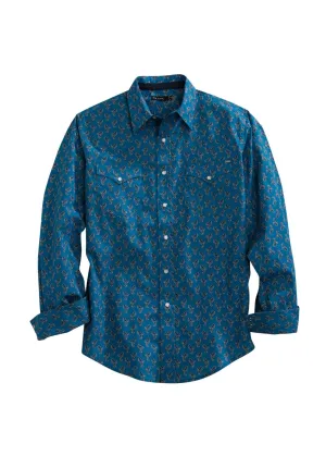 Durable Comfort Tin Haul Mens Blue 100% Cotton Grid Paisley L/S Shirt Checkered Style Printed design Tin Haul Mens Blue 100% Cotton Grid Paisley L/S Shirt