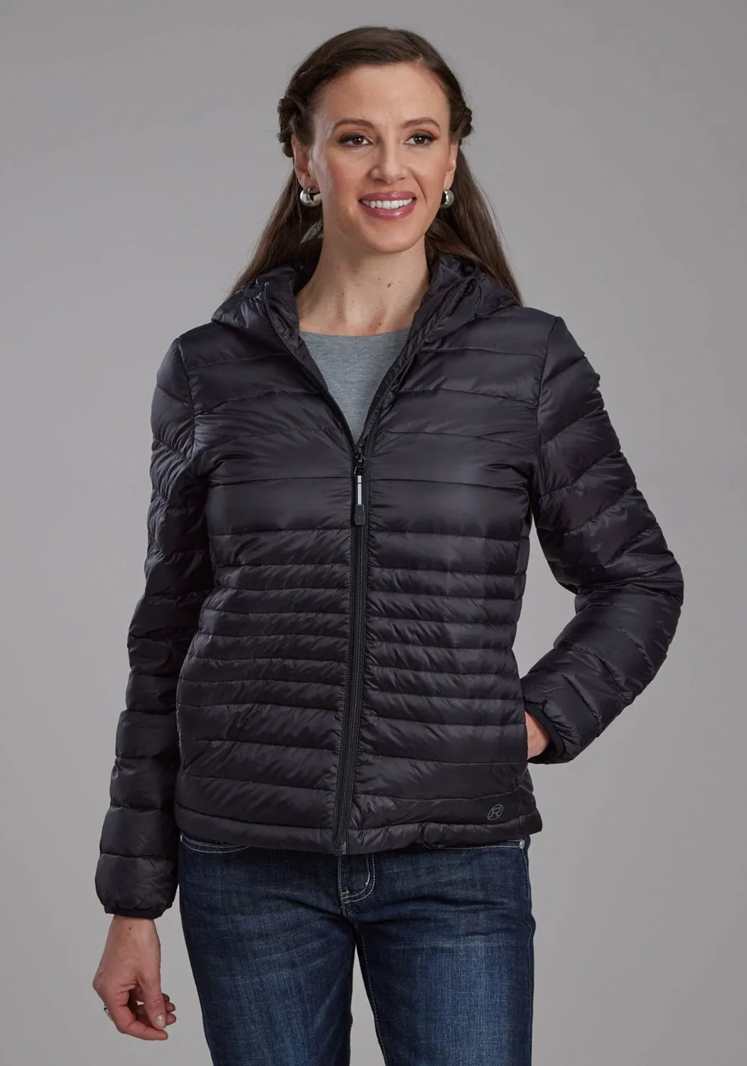 Roper Womens Parachute Down Fill Black 100% Nylon Softshell Jacket Neutral Daily Wear Adult Fashion