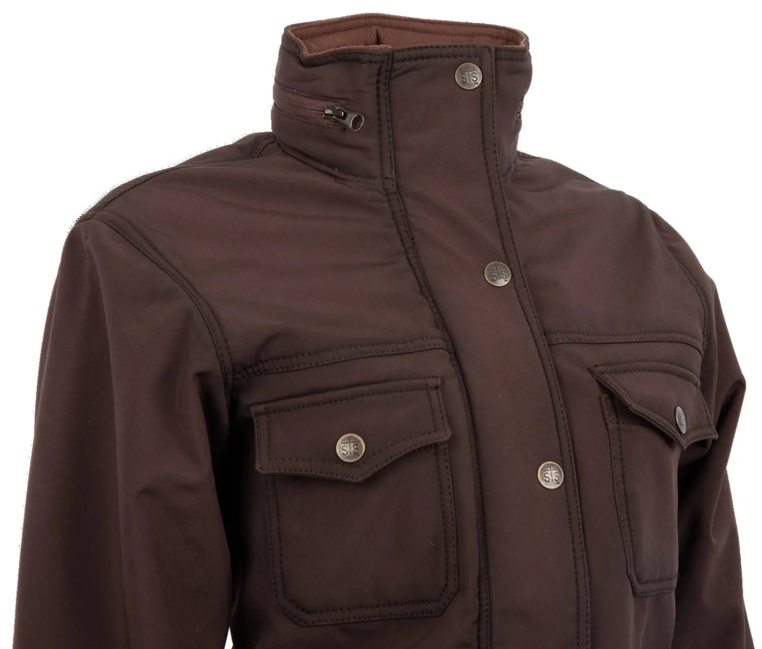 Weekend Getaway Stylish Smooth Road Trip STS Ranchwear Womens Brazos II Enzyme Brown Polyester Softshell Jacket