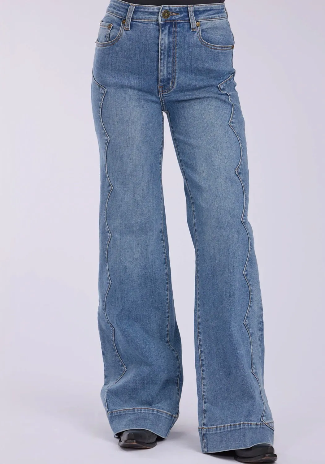 Active Lifestyle Minimal Fit Tin Haul Womens 870 Claire Side Yokes Blue Cotton Blend Jeans