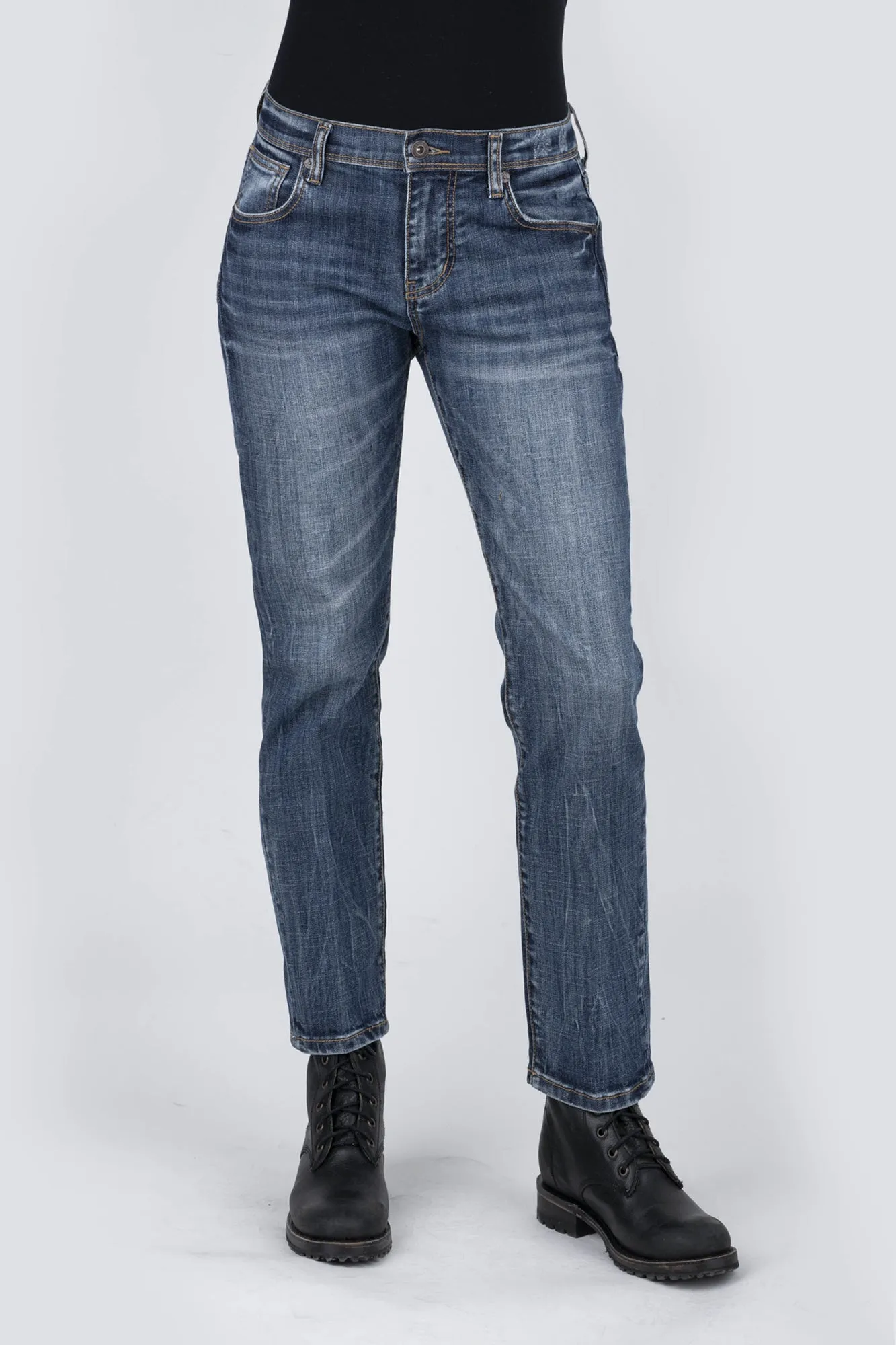 Minimalist Style Chill Outfit All weather Stetson Womens Blue Cotton Blend Boyfriend Fit Jeans