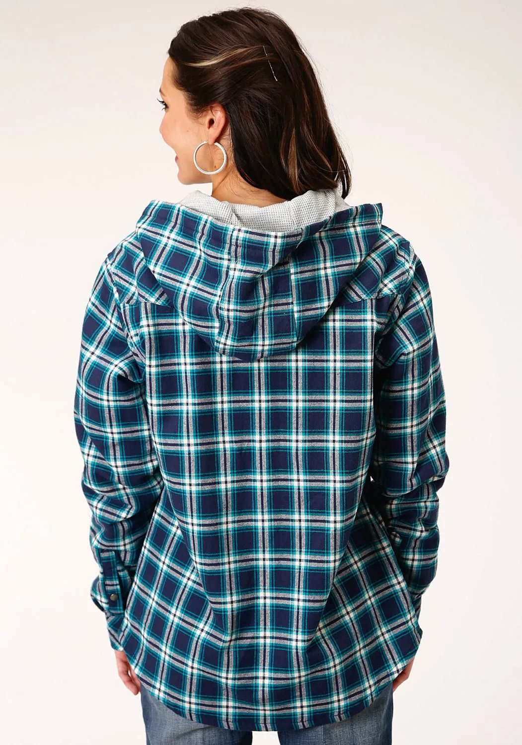 Roper Womens Blue/White 100% Cotton Thermal Lined Hooded Jacket Bold Look Parent Style