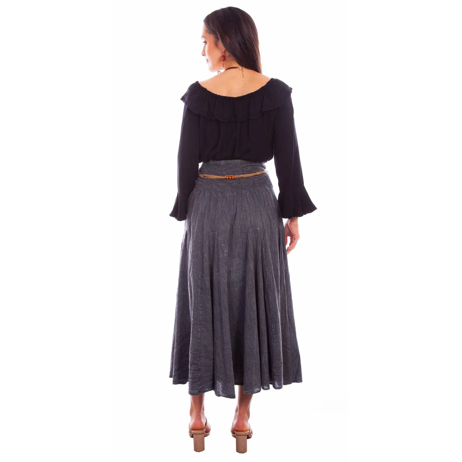 Fast Match Heavy Duty Zipper Mechanism Scully Womens Vertical Panel Full Length Charcoal 100% Cotton Skirt
