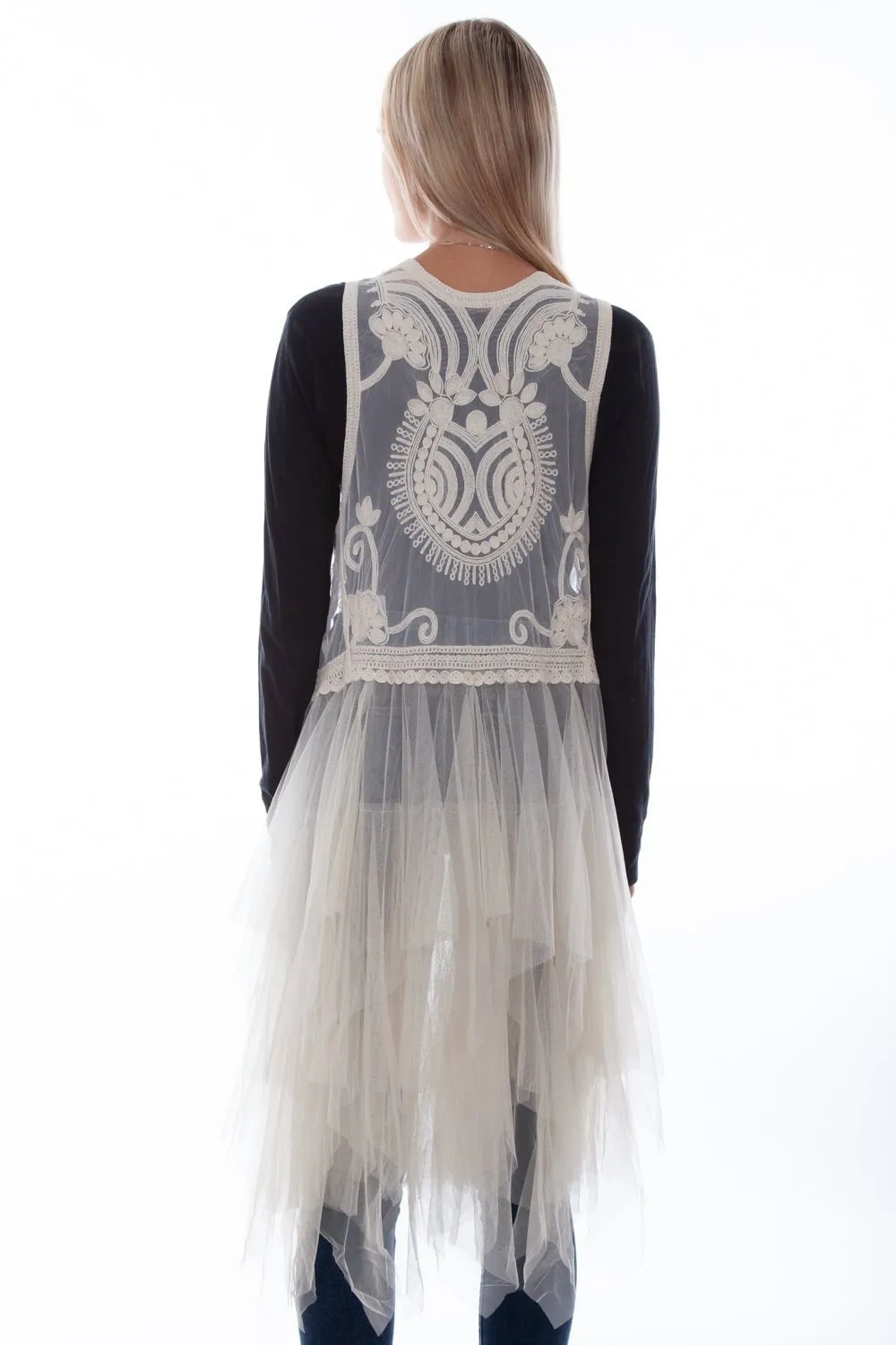 Timeless Choice Scully Womens Natural Cotton Blend Tulle Layered Duster
