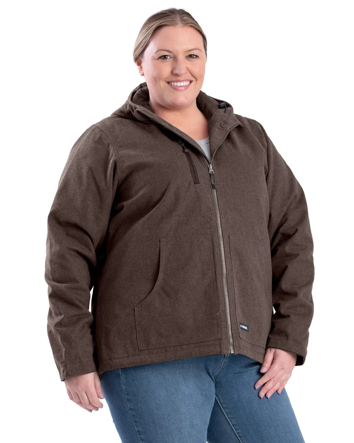 Street Fashion Breathable Berne Womens Heathered Duck Hooded Tuscan Cotton Blend Jacket