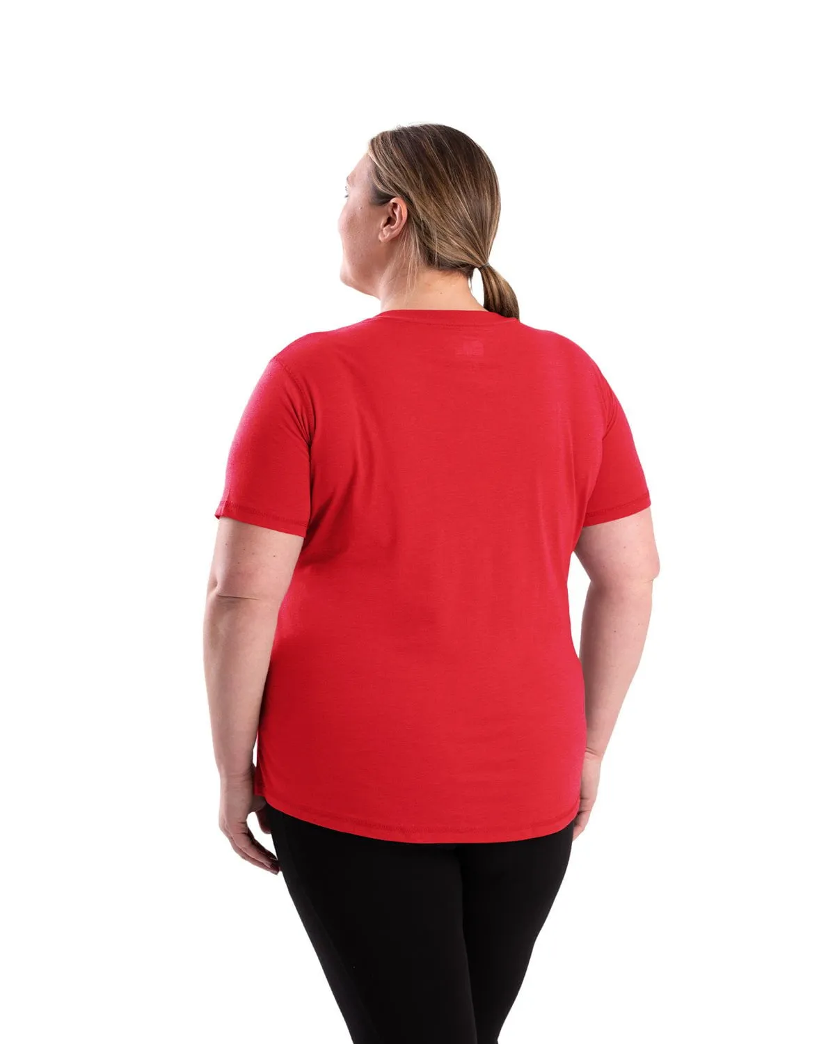 Berne Womens Performance V-Neck Tomato Cotton Blend S/S T-Shirt Modern Look