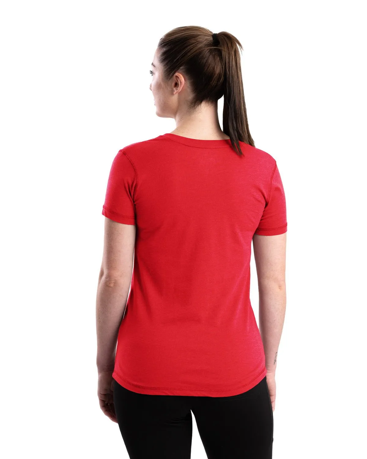 Durable Quality Modern Look Berne Womens Performance V-Neck Tomato Cotton Blend S/S T-Shirt