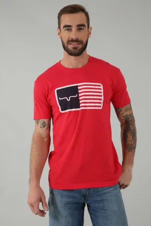 Durable Stitching Kimes Ranch Mens American Trucker Tee Red Cotton Blend S/S T-Shirt Linen blend Tear Resistant Reinforcement Kimes Ranch Mens American Trucker Tee Red Cotton Blend S/S T-Shirt