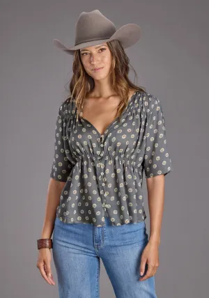 Durable Triple Stitching Stetson Womens 2440 Horse Pennies Grey 100% Rayon S/S Blouse Chill Wear Fashion Comfort Stetson Womens 2440 Horse Pennies Grey 100% Rayon S/S Blouse