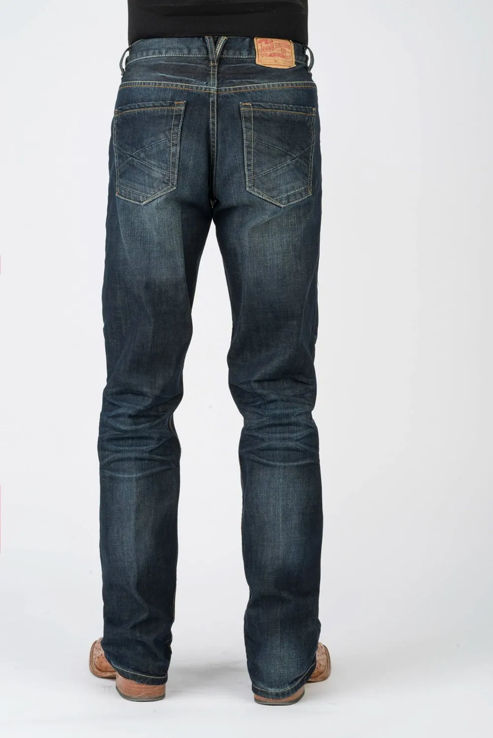 Breathable fabric Everyday Fashion Stetson Mens Blue Cotton Blend Piece Back X Jeans