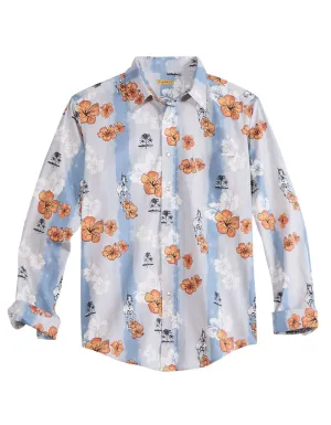 Durable Wear Tin Haul Mens Vintage Tropical Blue 100% Cotton L/S Shirt Tin Haul Mens Vintage Tropical Blue 100% Cotton L/S Shirt holiday season