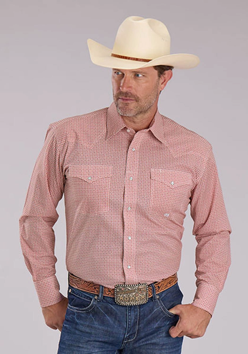 Roper Mens 2500 Satillo Foulard Rust 100% Cotton L/S Shirt Anniversary Special
