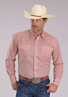 Durable Triple Stitching Roper Mens 2500 Satillo Foulard Rust 100% Cotton L/S Shirt Formal Elegance Roper Mens 2500 Satillo Foulard Rust 100% Cotton L/S Shirt