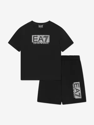 EA7 Emporio Armani Boys Train Visibility T-Shirt And Shorts Set in Black