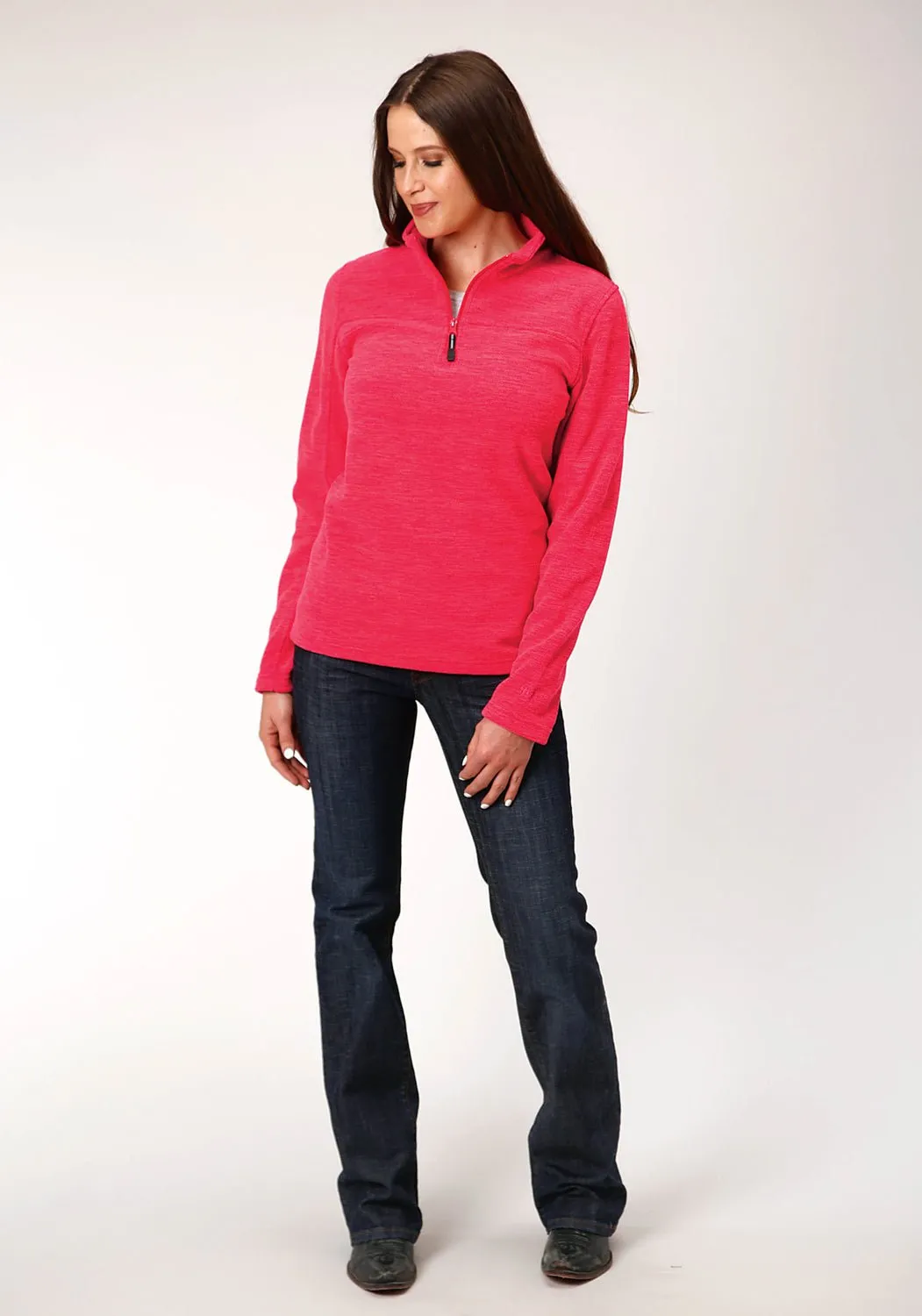 Quick Outfit Spring Mood Bold Roper Womens Neon Pink Polyester Micro Fleece Jacket
