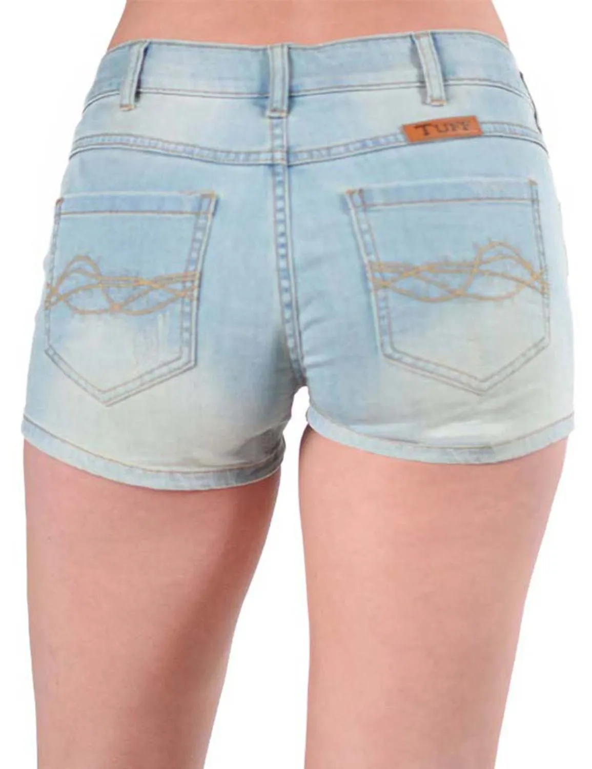 NonIrritatingTags Cowgirl Tuff Womens Summer Breeze Light Wash Cotton Blend Casual Shorts