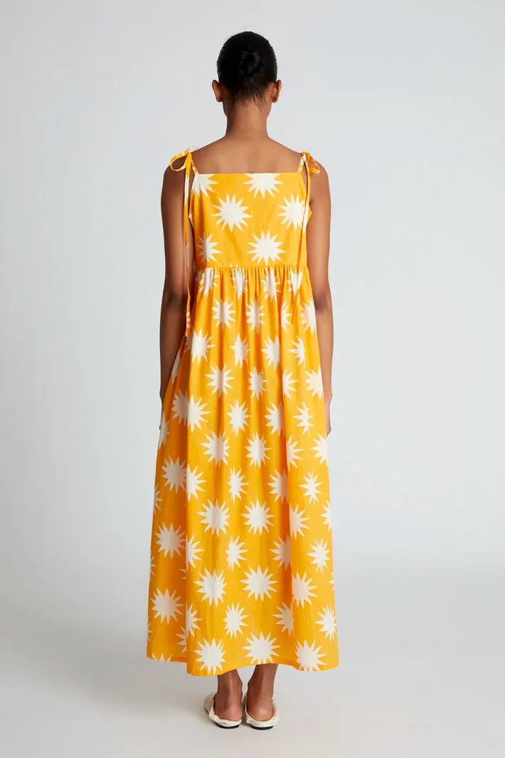 Raw-Hem Grab Quick Strappy Maxi Dress in Big Sun Yellow