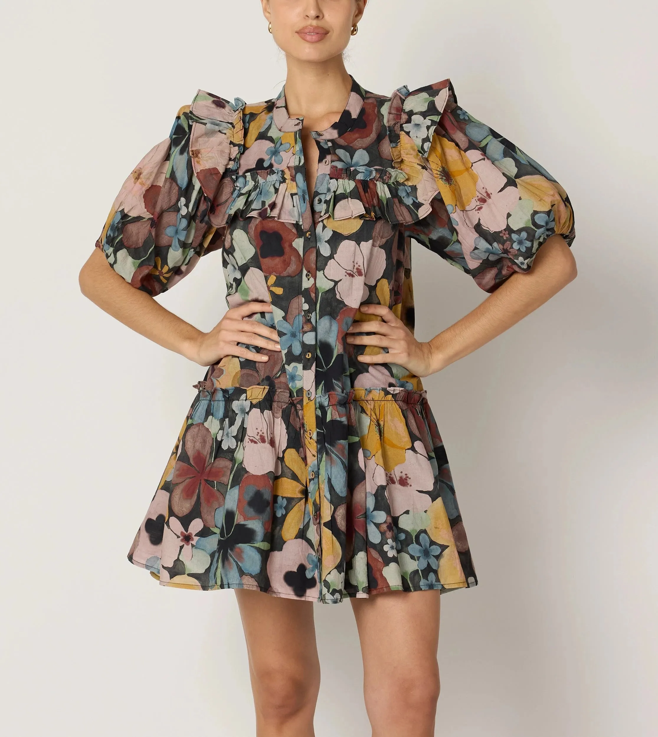 Tatiana Mini Dress | Foraged Violets Soft Tones Petite Chic