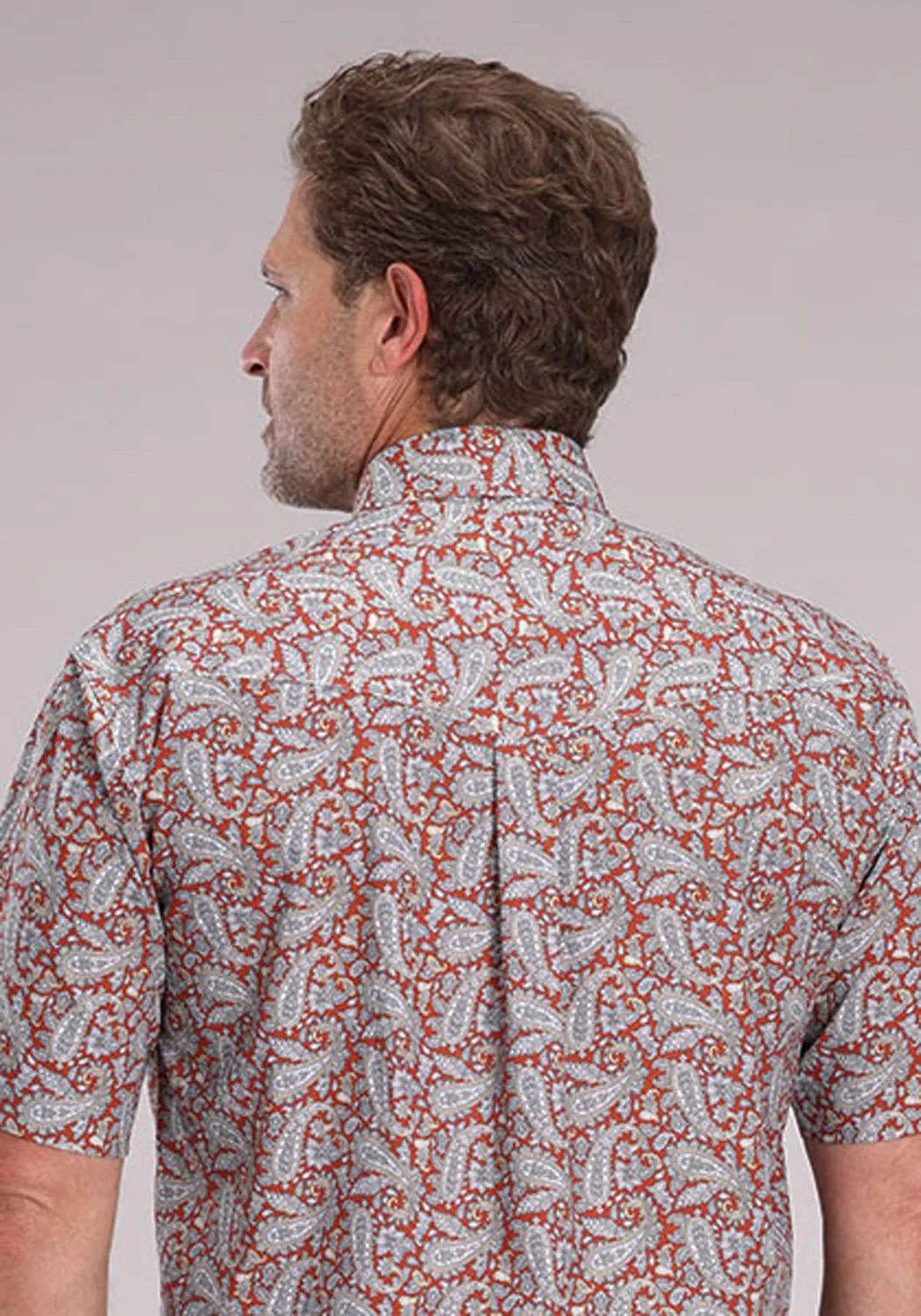 Relaxed Comfort Sophisticated Elegance Roper Mens 2499 Paisley Clay 100% Cotton Button S/S Shirt
