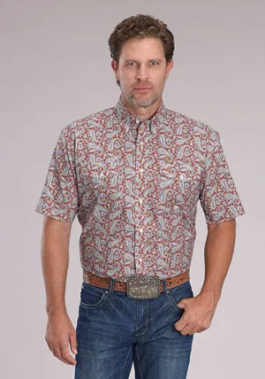 Easy Fit Roper Mens 2499 Paisley Clay 100% Cotton Button S/S Shirt Roper Mens 2499 Paisley Clay 100% Cotton Button S/S Shirt High Neck