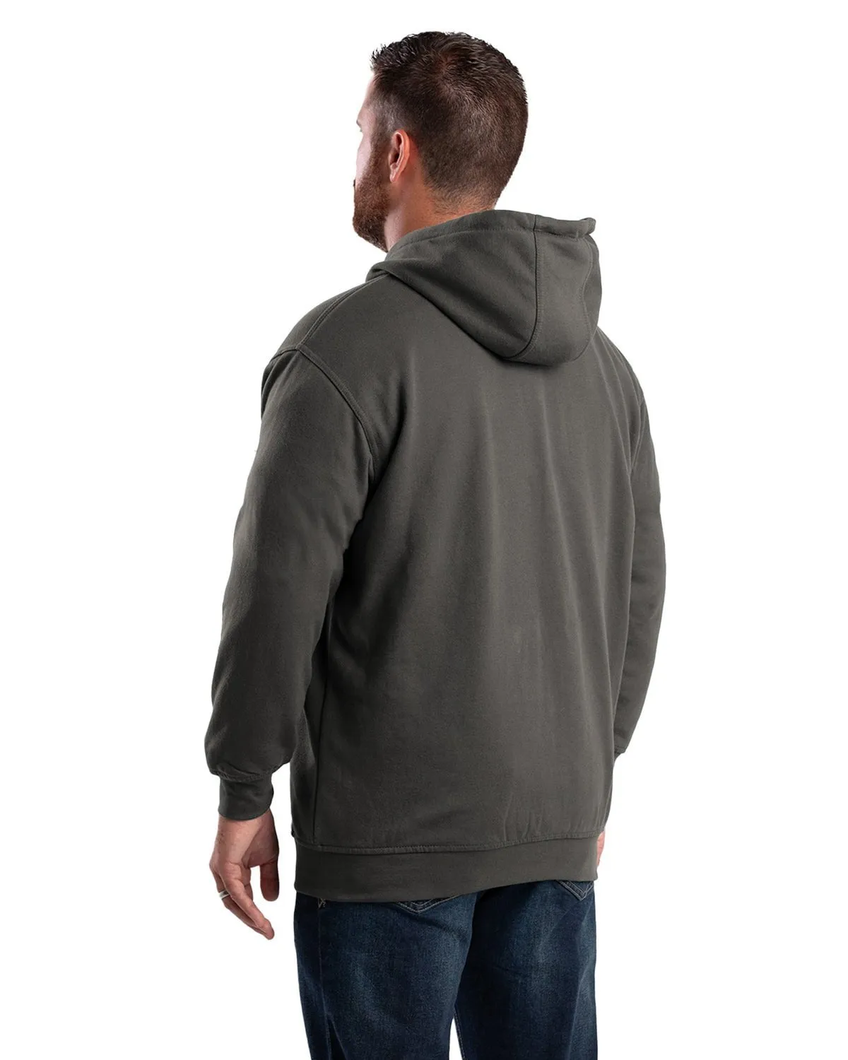 Berne Apparel Mens Heritage Thermal-Lined Zip Charcoal Cotton Blend Hoodie Seasonal Essential