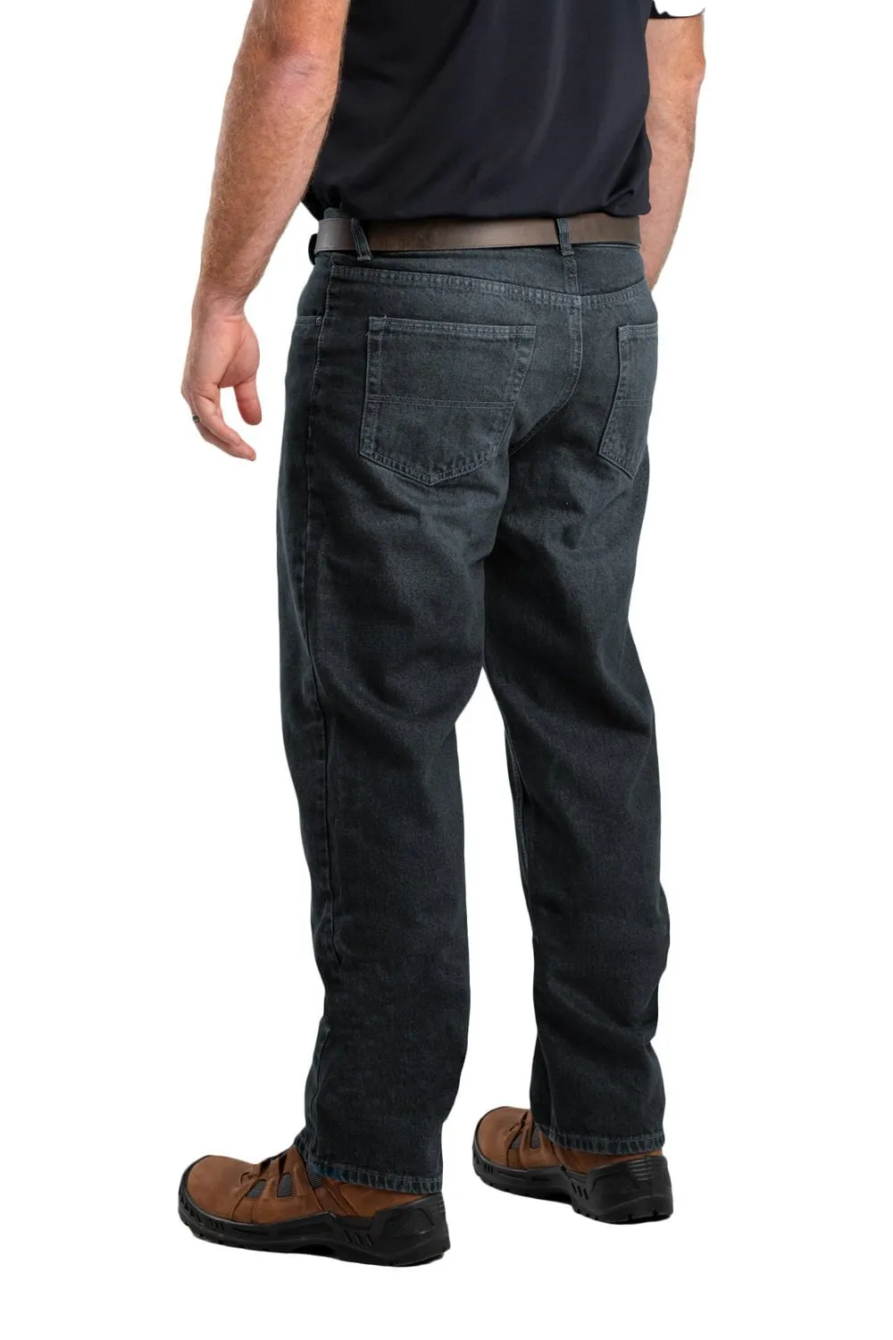 Distressed Detailing Berne Mens Classic Stone Wash 100% Cotton Heritage Relaxed Fit Straight Leg Jeans