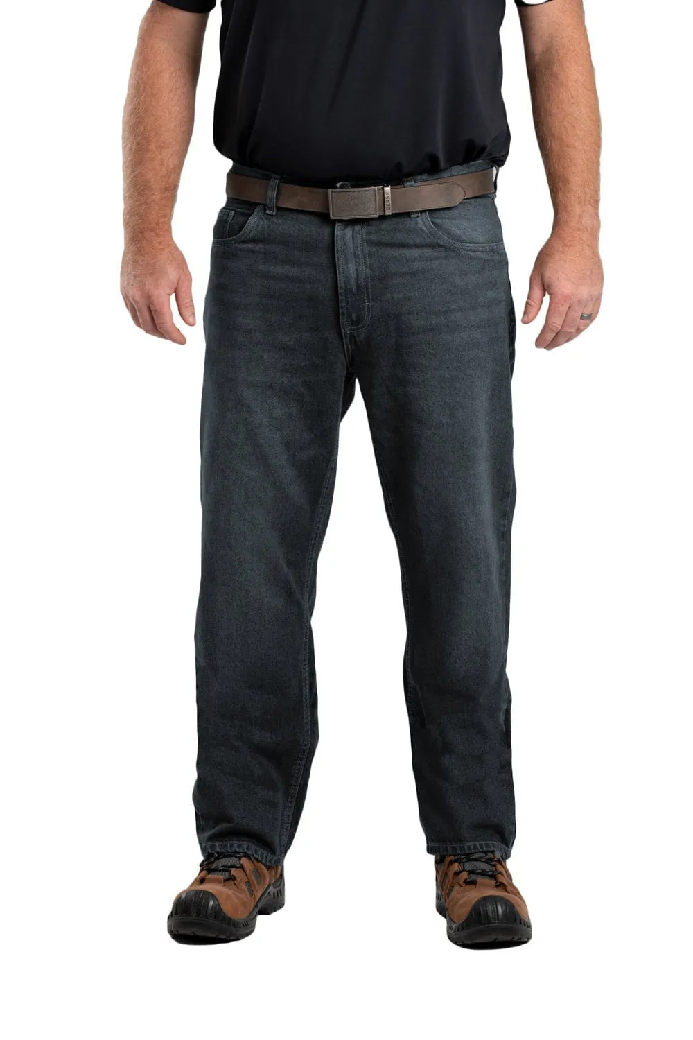 Berne Mens Classic Stone Wash 100% Cotton Heritage Relaxed Fit Straight Leg Jeans Stretch Enhanced Mobility Multipurpose Utility Pockets