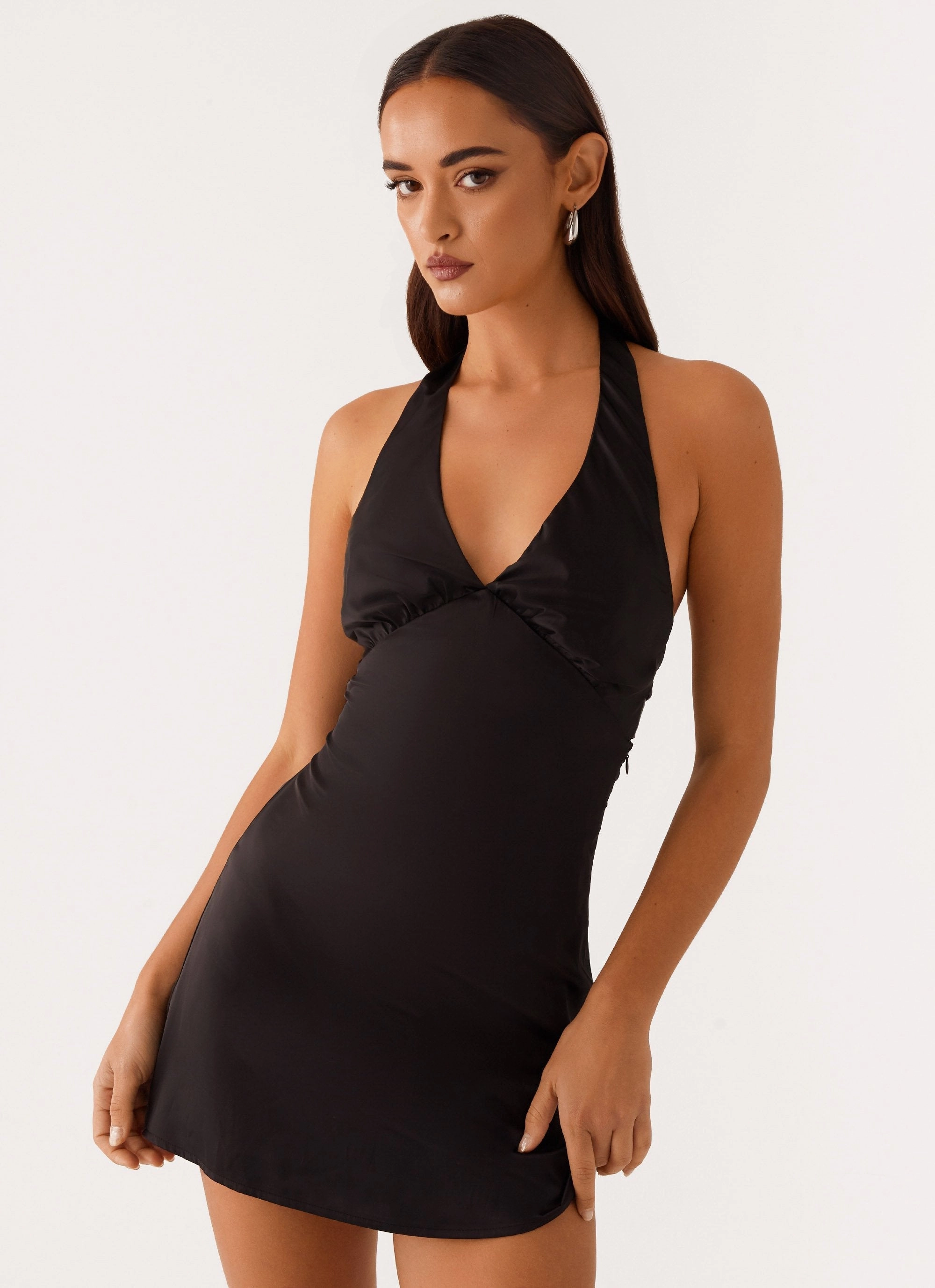 Heavy Hearted Mini Dress - Black Scoop-Neck Nature Glow