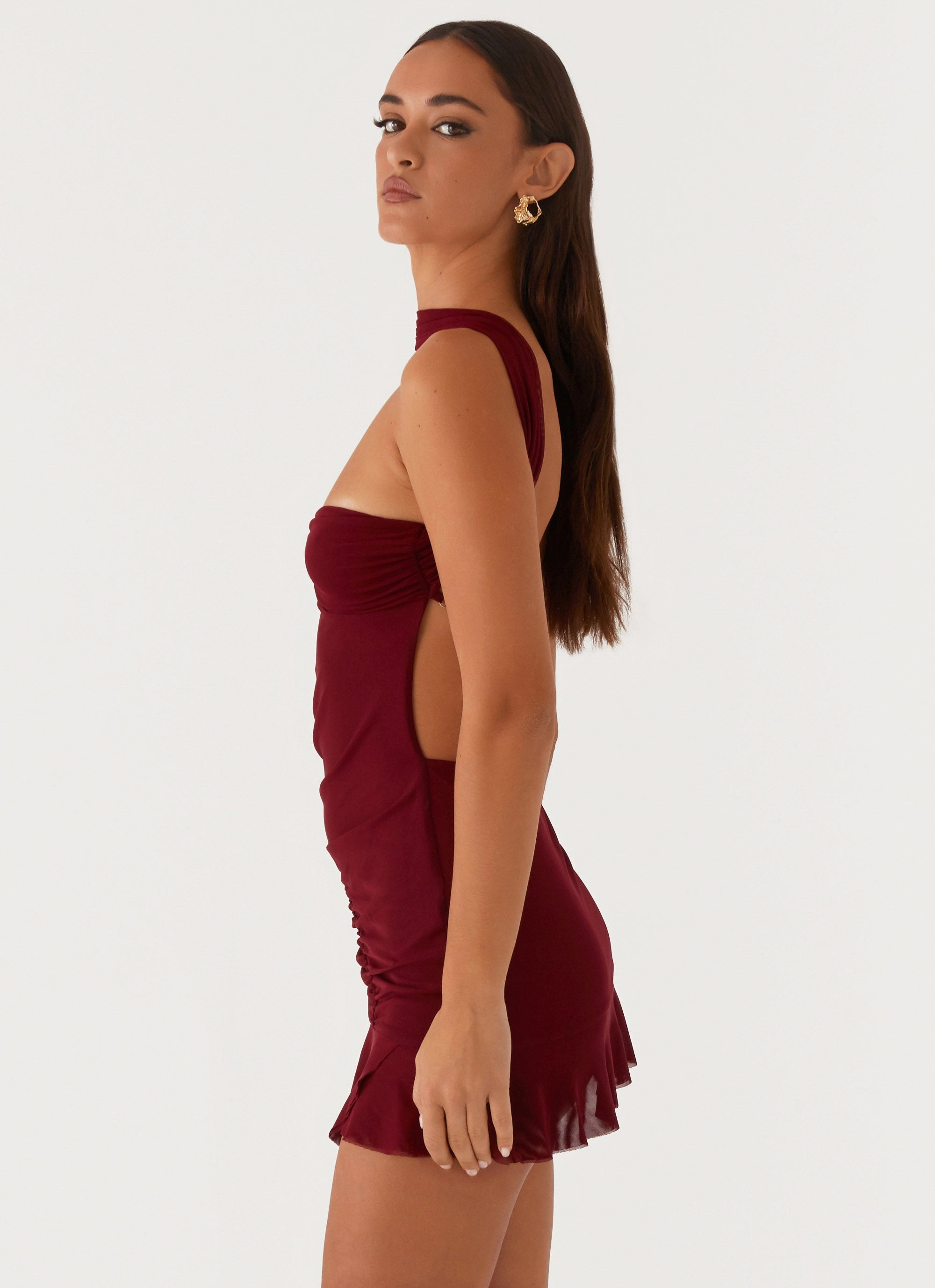Natural Tones Timeless Trend Pari Open Back Mini Dress - Mulberry