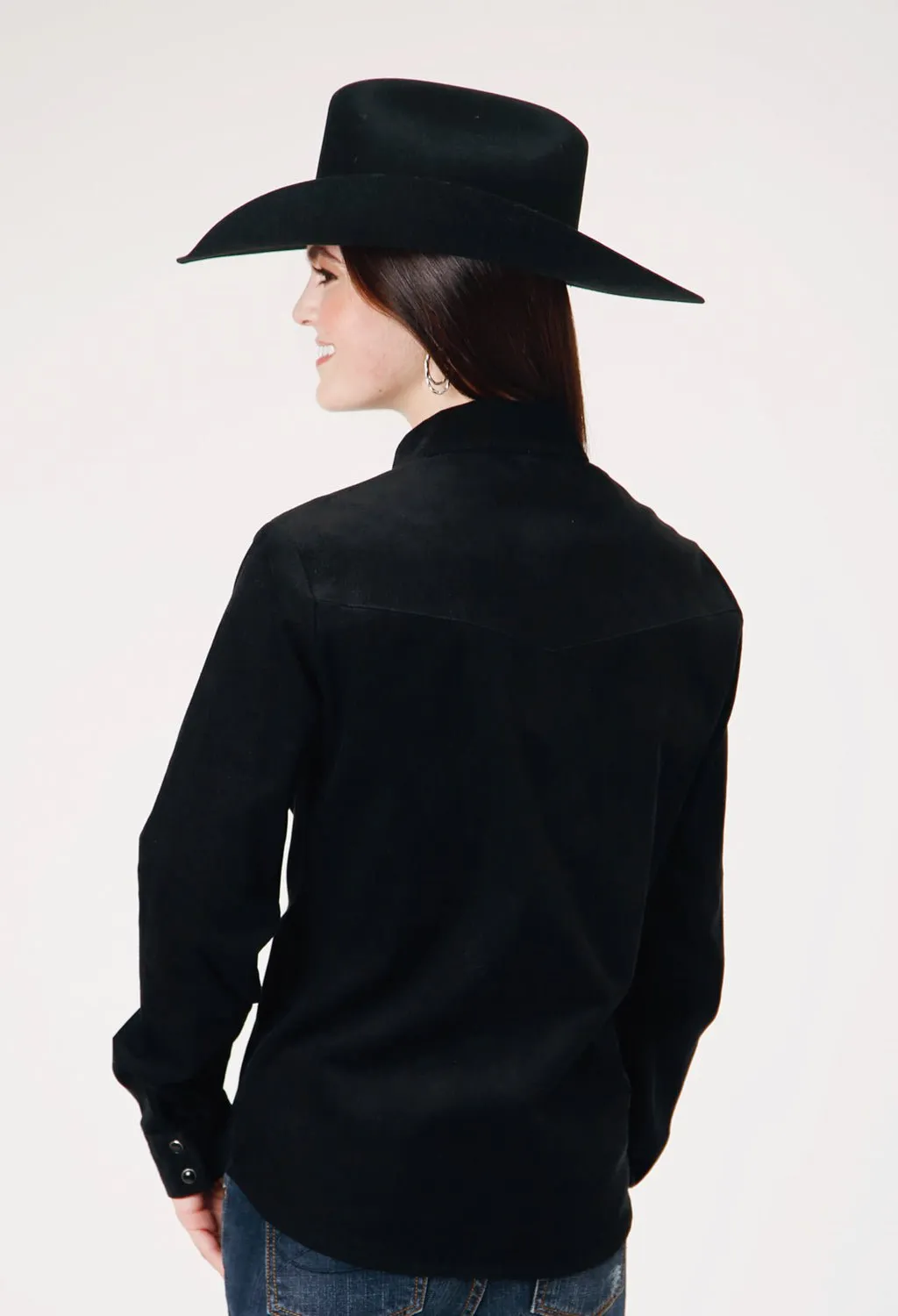Roper Womens Western Corduroy Jet Black 100% Cotton L/S Shirt hypoallergenic material