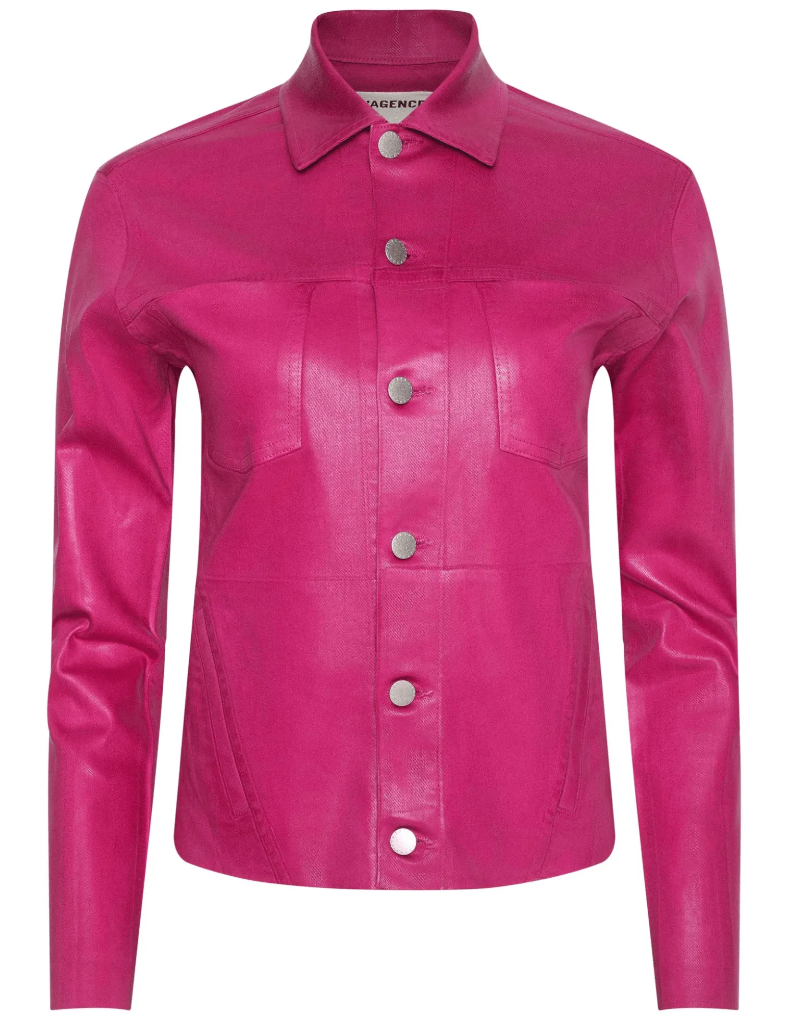 PRE-ORDER-L'AGENCE Janelle Slim Raw Coated Jacket in Pink Coated Fashion Lover Classic Wear Modern Minimalist