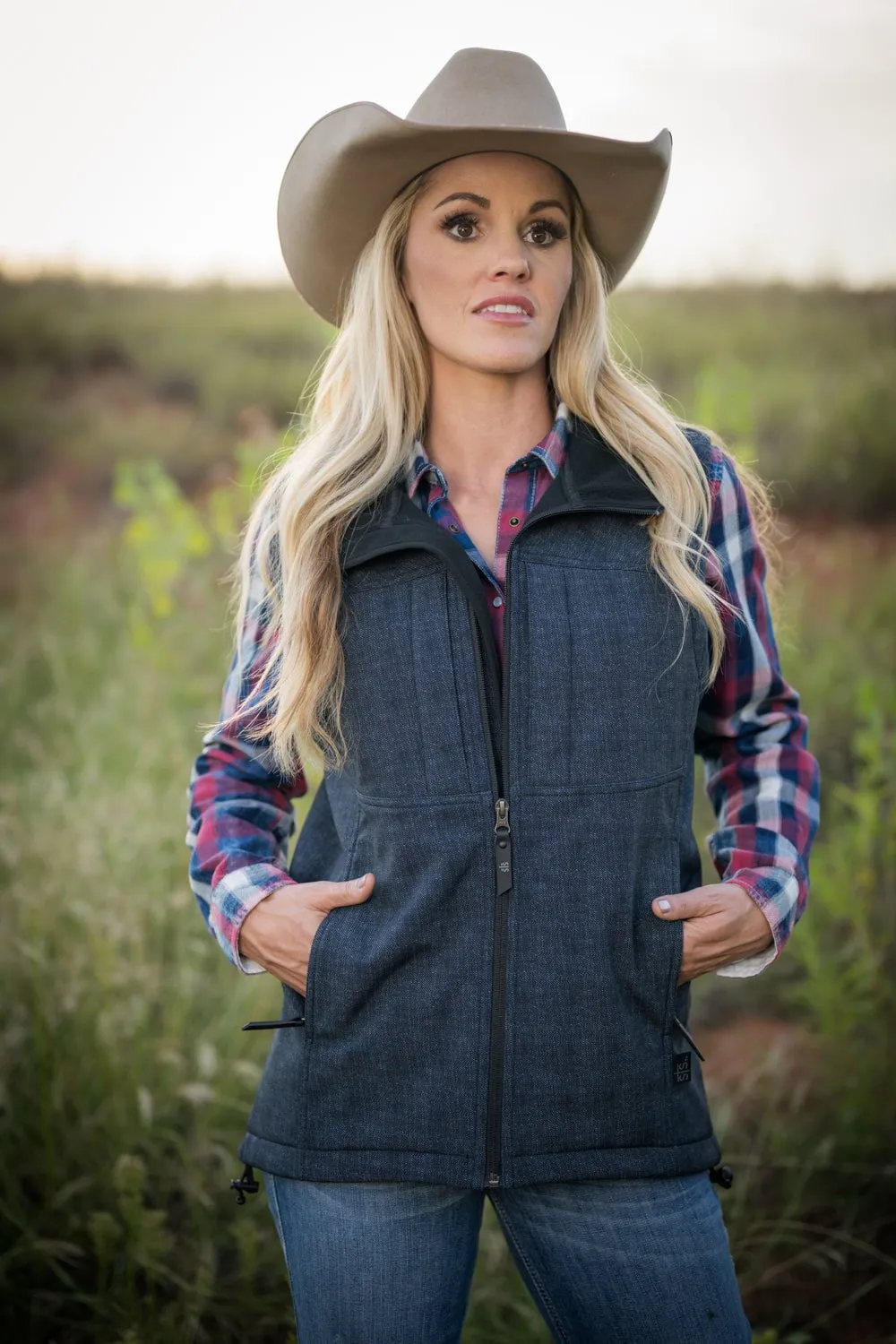 STS Ranchwear Womens Weston Vest Denim Poly/Spandex Fleece Vest Autumn Days Family Style Eco Friendly