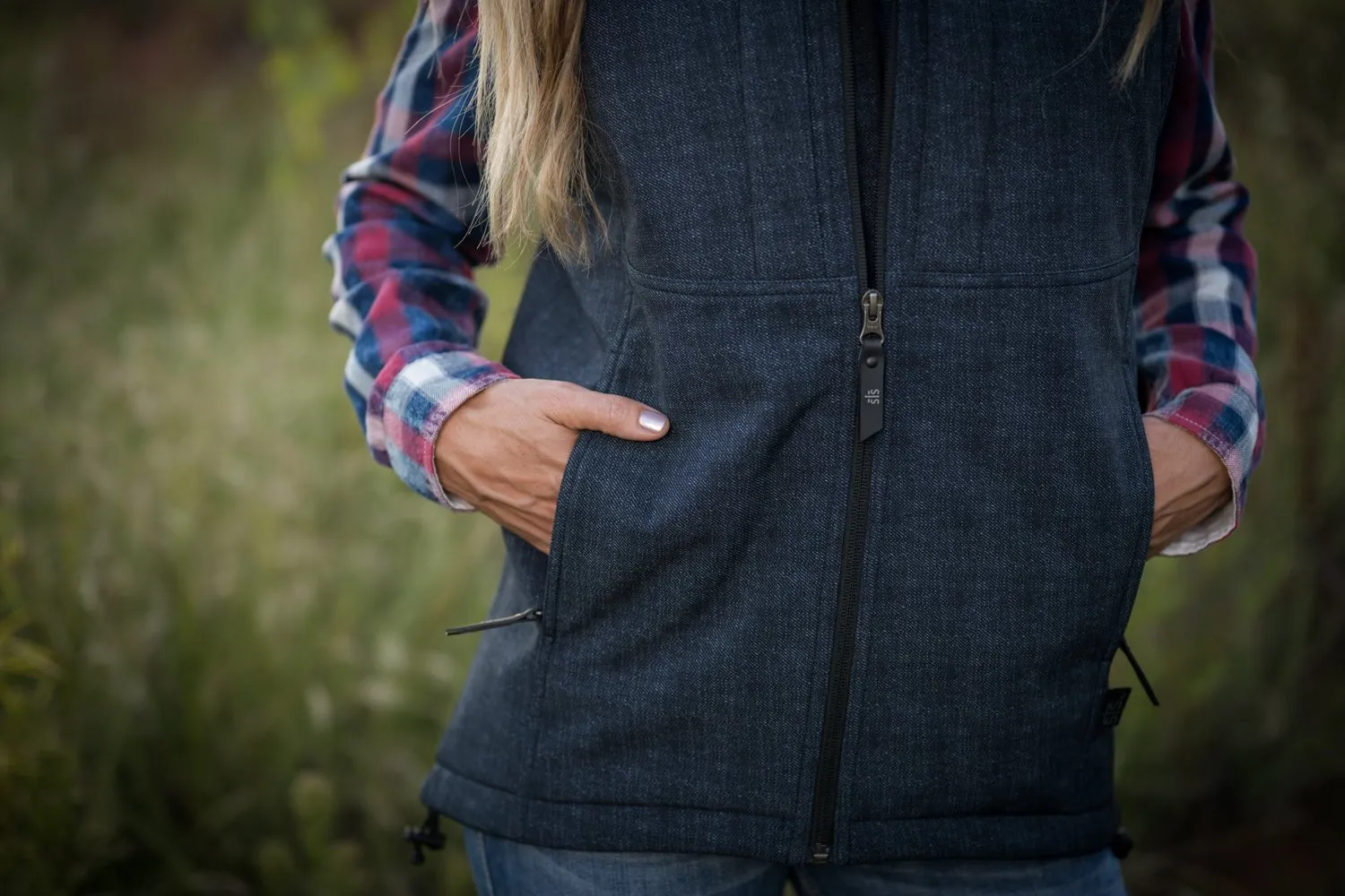 Regular Style Student Outfit Streetwear Fan STS Ranchwear Womens Weston Vest Denim Poly/Spandex Fleece Vest