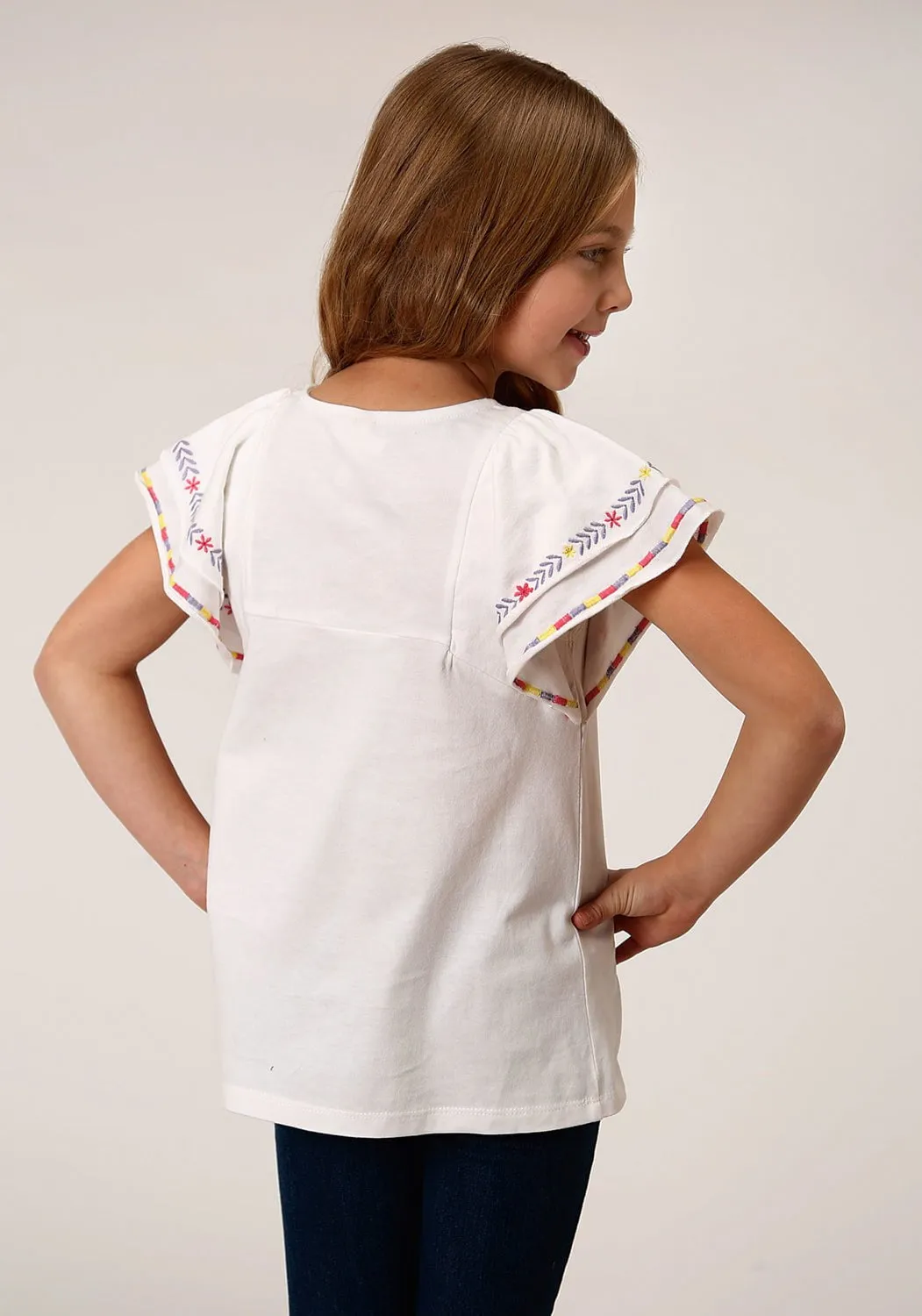 Moisture Wicking Layer Holiday Gift Roper Girls White 100% Cotton Milange Knit S/S Tunic