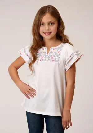 Eco Friendly Dyes Roper Girls White 100% Cotton Milange Knit S/S Tunic Petite Cut Premium Style Roper Girls White 100% Cotton Milange Knit S/S Tunic