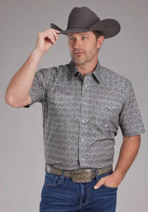 Eco Friendly Roper Mens 2383 Medallion Paisley Grey Cotton Blend S/S Shirt Roper Mens 2383 Medallion Paisley Grey Cotton Blend S/S Shirt Artistic Design Stylish Appearance