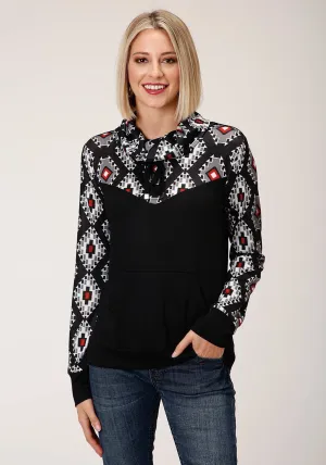 Eco Friendly Roper Womens Black Polyester Navajo Rug L/S Tunic Garment Dyed Technique Roper Womens Black Polyester Navajo Rug L/S Tunic