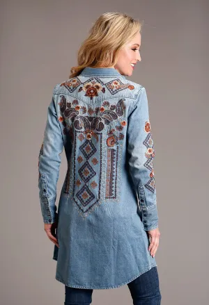Edgy Edge Stetson Womens Floral Paisley Blue 100% Cotton L/S Dress Fit Essential Function Fit Stetson Womens Floral Paisley Blue 100% Cotton L/S Dress